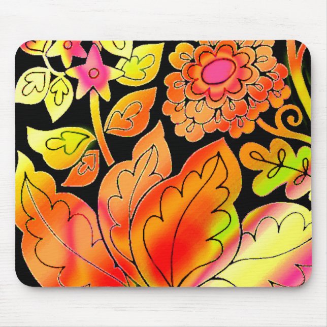 Neon Flowers Mouse Pad (Front)