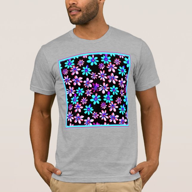 Neon Flowers Patterns Artwork. Buy Now T-Shirt (Front)