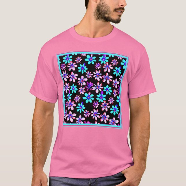 Neon Flowers Patterns Artwork. Buy Now T-Shirt (Front)