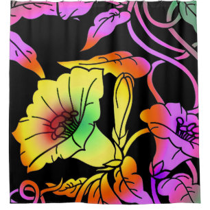 Neon Flowers Shower Curtain