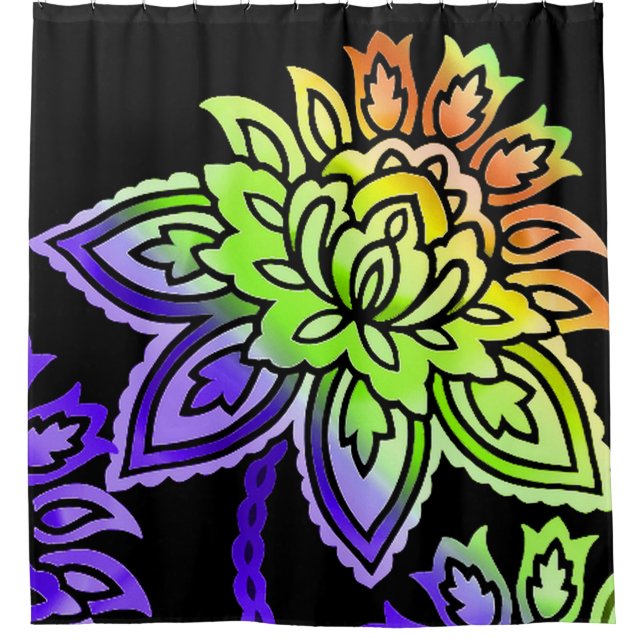Neon Flowers Shower Curtain (Front)