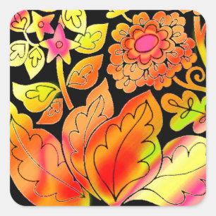 Neon Flowers Square Sticker
