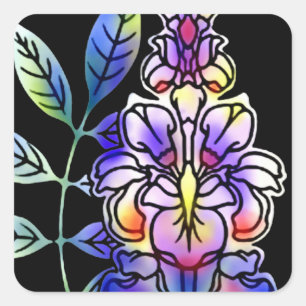 Neon Flowers Square Sticker