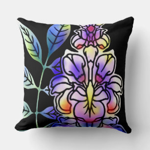 Neon Flowers Throw Pillow