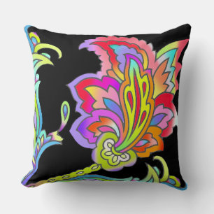 Neon Flowers Throw Pillow