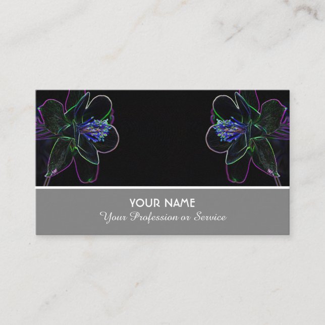 Neon flowery romance for gardeners and florists business card (Front)
