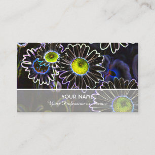 Neon flowery romance for gardeners and florists business card
