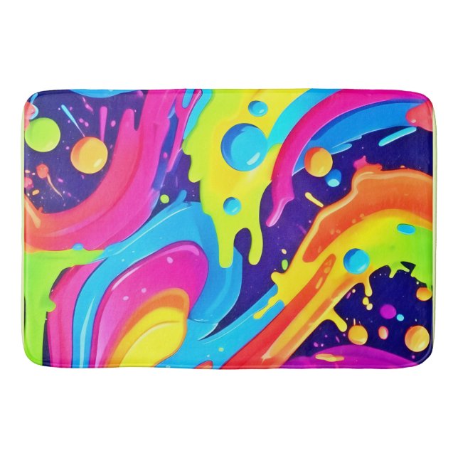 Neon Fluid Art Bath Mat (Front)