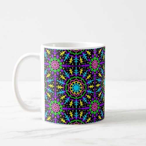Neon Fluorescent Geometric Boho Abstract Retro Coffee Mug