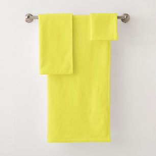 neon Fluorescent yellow lemon bright color Bath Towel Set
