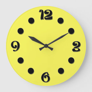 neon Fluorescent yellow lemon bright color Large Clock