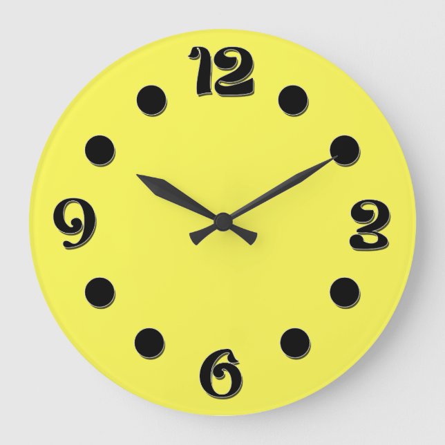 neon Fluorescent yellow lemon bright color Large Clock (Front)