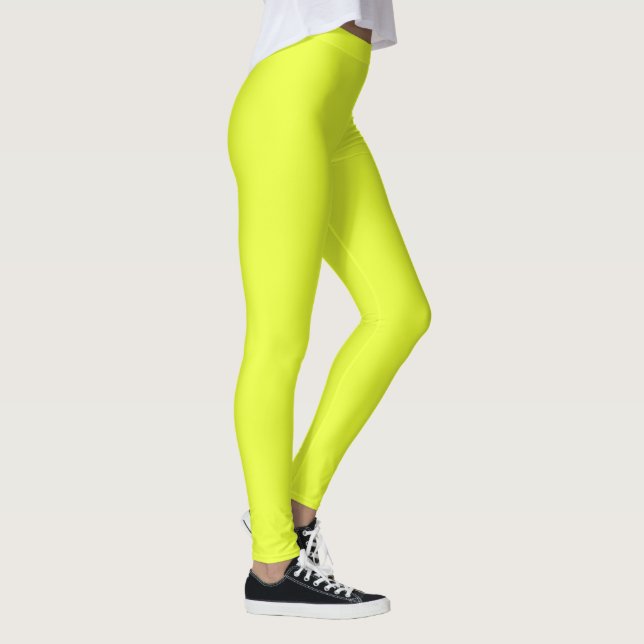 neon Fluorescent yellow lemon bright color Legging (Right)