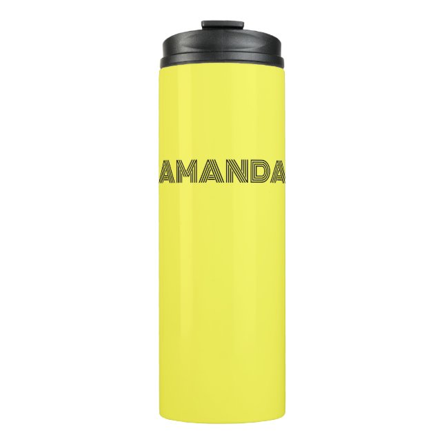 neon Fluorescent yellow lemon bright color Thermal Tumbler (Front)