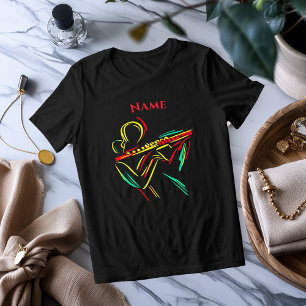 Neon Flute Line Art   Vibrant Musical T-Shirt  Tri-Blend Shirt