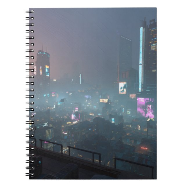 Neon Fog Cyber City Notebook (Front)