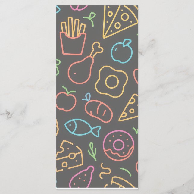  Neon Food Outline Seamless Pattern Menu (Front)