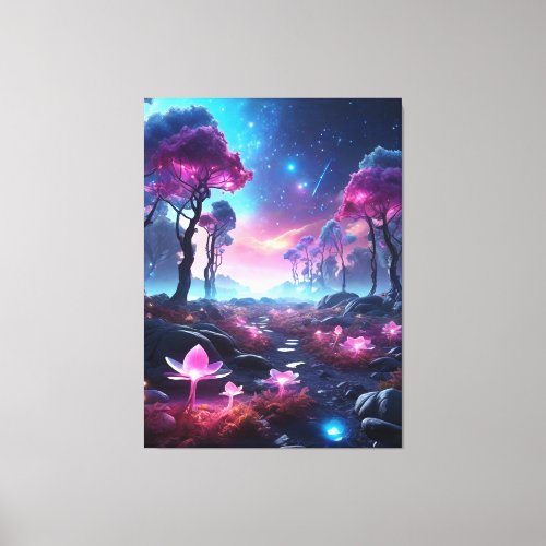 Neon forest canvas print