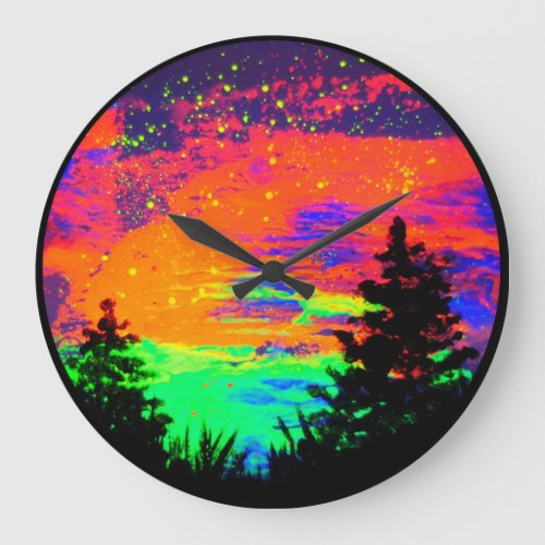 neon forest large clock