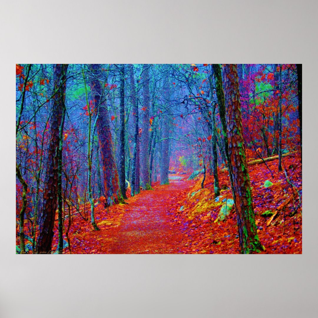 Neon Forest Oil Painting Print Poster | Zazzle