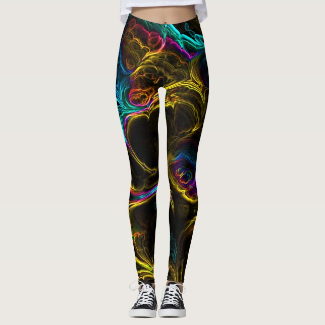 Neon Fractal 1 Leggings (Front)