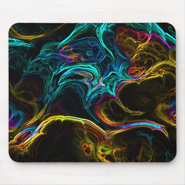 Neon Fractal 1 Mouse Pad (Front)