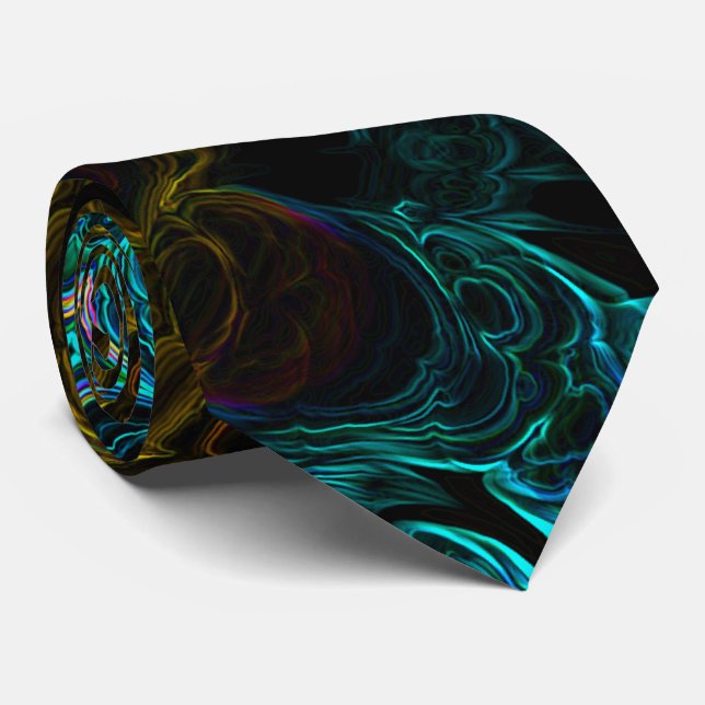 Neon Fractal 1 Neck Tie (Rolled)