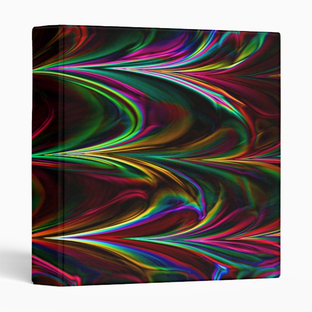 Neon Fractal 6 3 Ring Binder (Front/Spine)