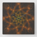 Neon Fractal Burst – Spiritual Geometric Pattern Square Wall Clock
