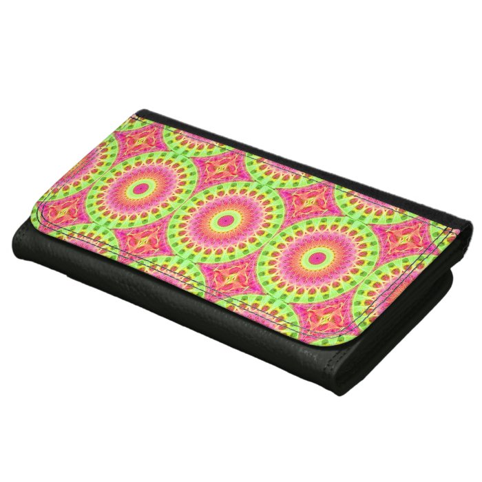 Neon Fractal Hippie Art Wallets For Women