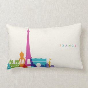 Neon France Skyline Lumbar Pillow