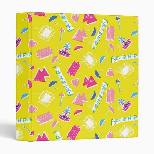 Neon FRIENDS™ Icon Pattern 3 Ring Binder (Front/Spine)