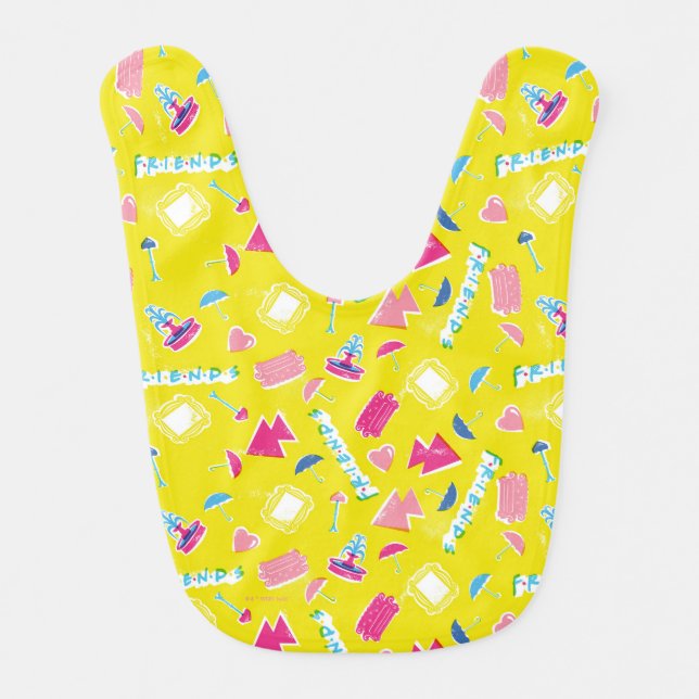 Neon FRIENDS™ Icon Pattern Baby Bib (Front)