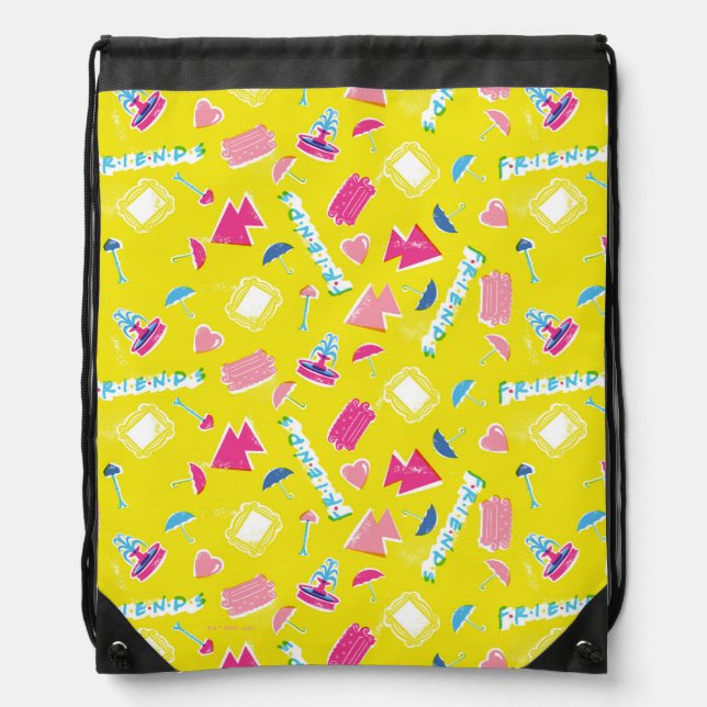 Neon FRIENDS™ Icon Pattern Drawstring Bag (Front)