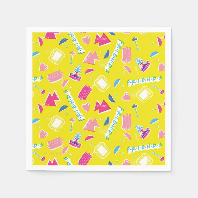 Neon FRIENDS™ Icon Pattern Napkins (Front)
