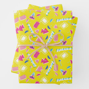 Neon FRIENDS™ Icon Pattern Wrapping Paper Sheets