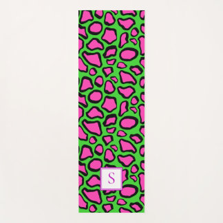 Neon Frog Green Purple Monogram Personalized Yoga Mat