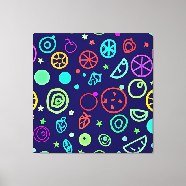 Neon Fruits Pattern Colors Canvas Print (Front)