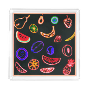 Neon Fruits Patterns Artwork design Acrylic Tray