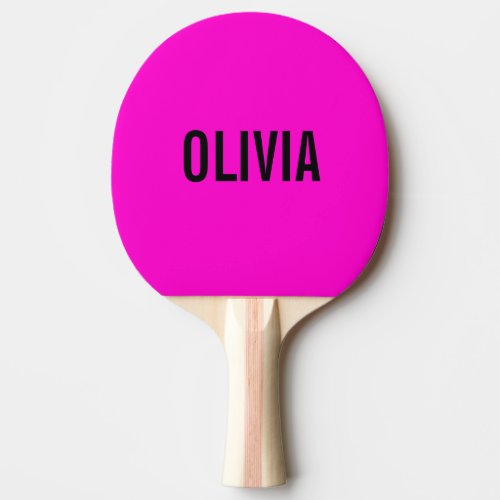 Neon Fuchsia Modern Name  Trendy Minimalist  Ping Pong Paddle