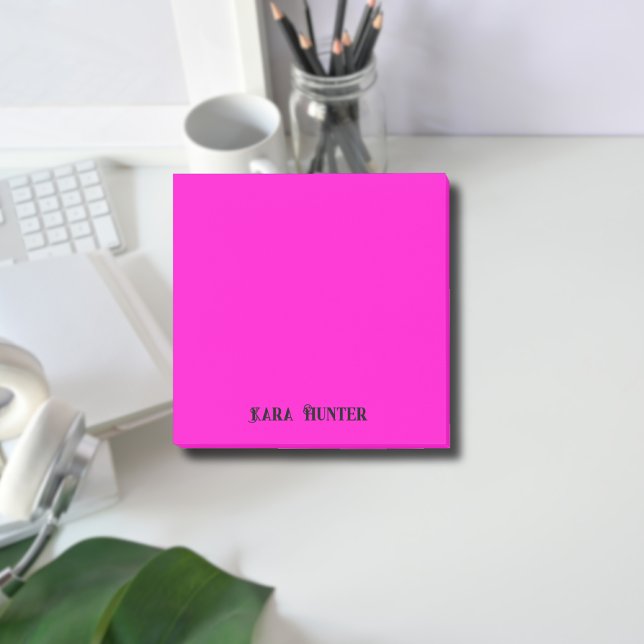 Neon Fuchsia Professional Minimalist Black Script Post-it Notes (Creator Uploaded)
