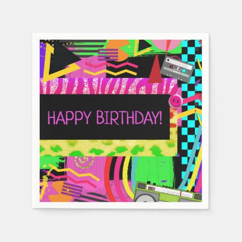Neon Fun Bright Bold Colorful Funky 80s Party Paper Napkins