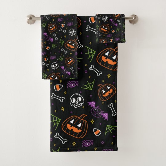 Neon Fun Halloween Pattern Bath Towel Set | Zazzle.com