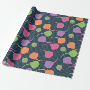 Neon Fun Stingray Colorful Pattern Wrapping Paper