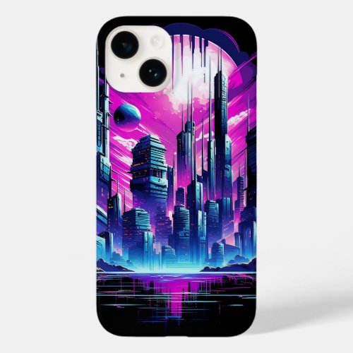 Neon Futuristic CyberScape Skyline Case_Mate iPhone 14 Case
