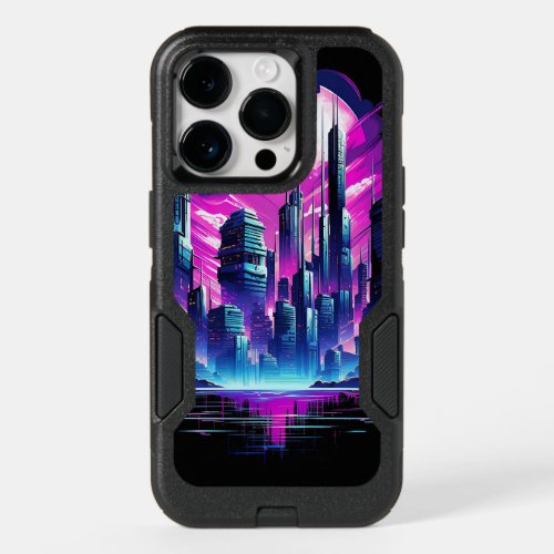 Neon Futuristic CyberScape Skyline OtterBox iPhone 14 Pro Case
