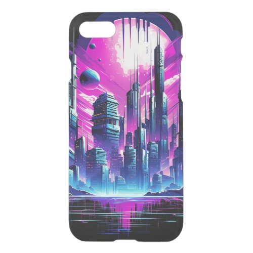 Neon Futuristic CyberScape Skyline iPhone SE87 Case