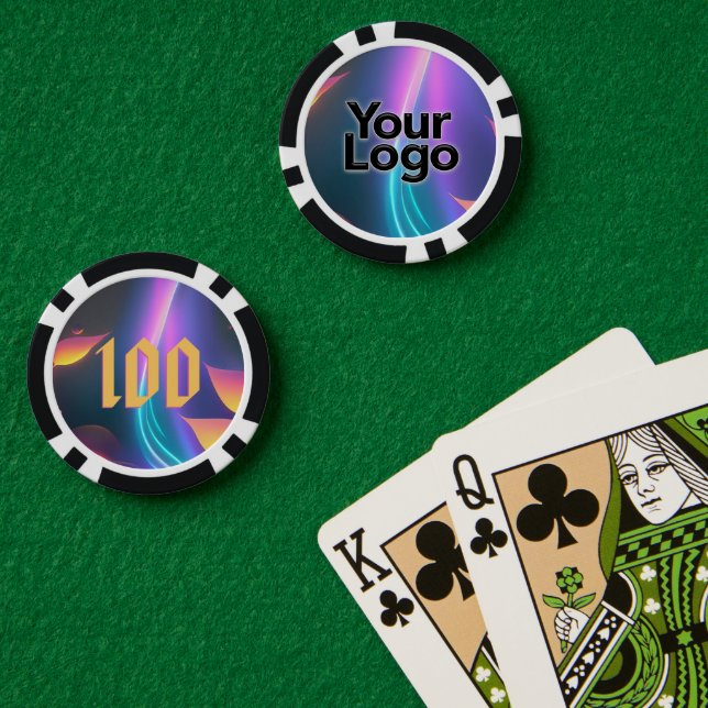 Neon Futuristic Poker Party Corporate Business  Chips (Poker Table (Double))