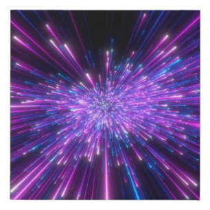 Neon Galaxy Cosmic Abstract Background Faux Canvas Print