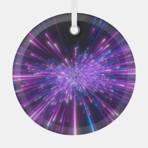 Neon Galaxy Cosmic Abstract Background Glass Ornament